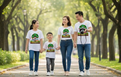 Bộ Áo “Gia Đình Cây Hạnh Phúc Bền Vững Mặt Trời”