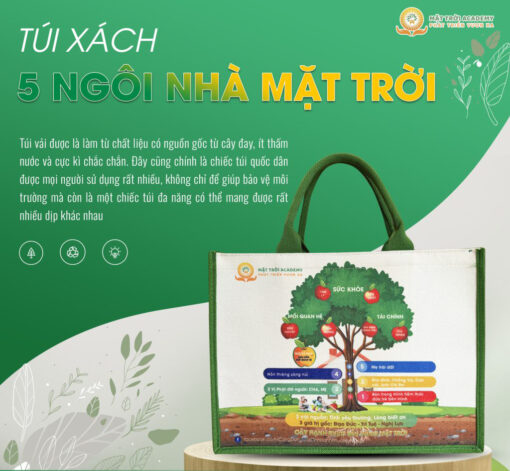 Túi xách vải – 5 Ngôi Nhà Mặt Trời (Màu xanh)