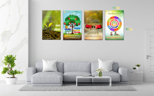 Combo 1 – 4 bức tranh bản quyền Gia đình hạnh phúc bền vững treo tường 40x60cm