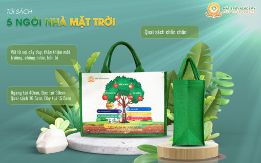 Túi xách vải – 5 Ngôi Nhà Mặt Trời (Màu xanh) - Hình ảnh 4